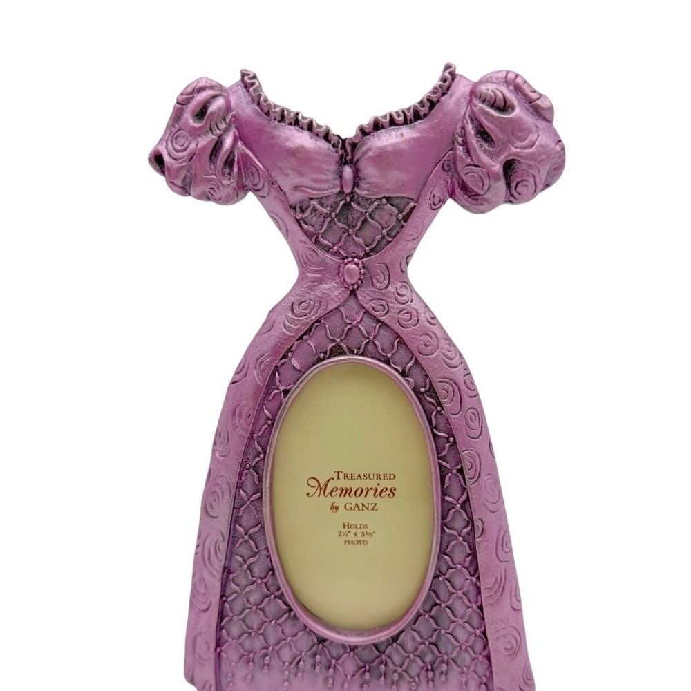 VTG Ganz Burnished Pink Pewter Victorian Dress Mini Photo Frame Coquette